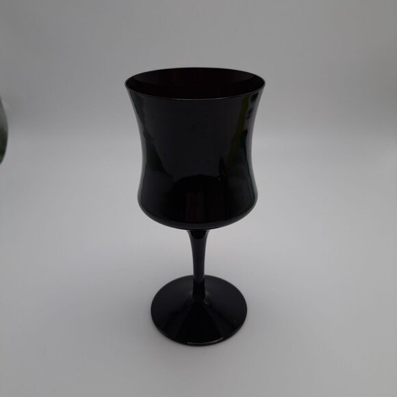Vintage MCM Black Amethyst Glass Goblet - Picture 6 of 9